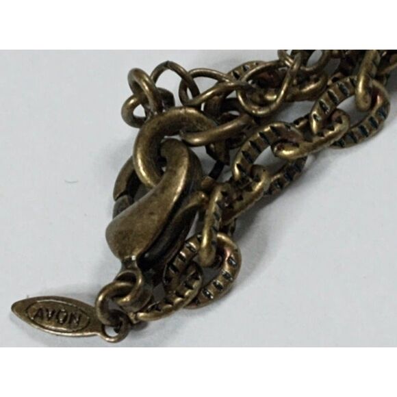 Vintage Avon Necklace and Bracelet Set Reds Oranges And Brass Clad Lucite - Picture 6 of 8